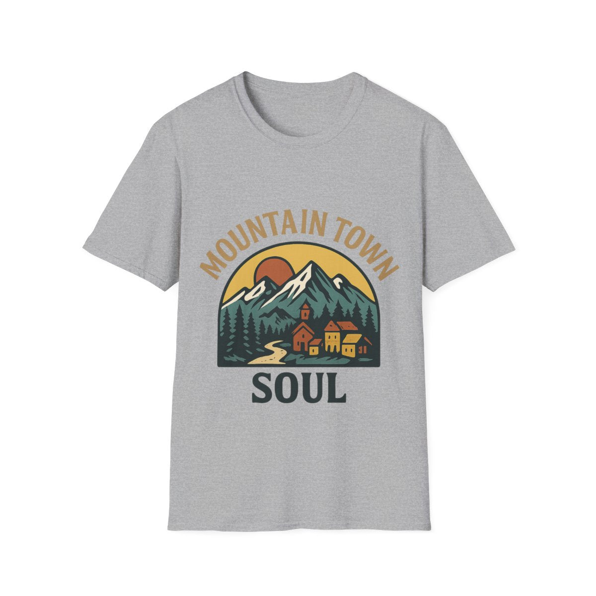 Mountain Town Soul Vintage Hiking Tee Raised on Mountain Air Shirt Wilderness Outdoor Adventure Gift Alpine Heritage Retro Tshirt