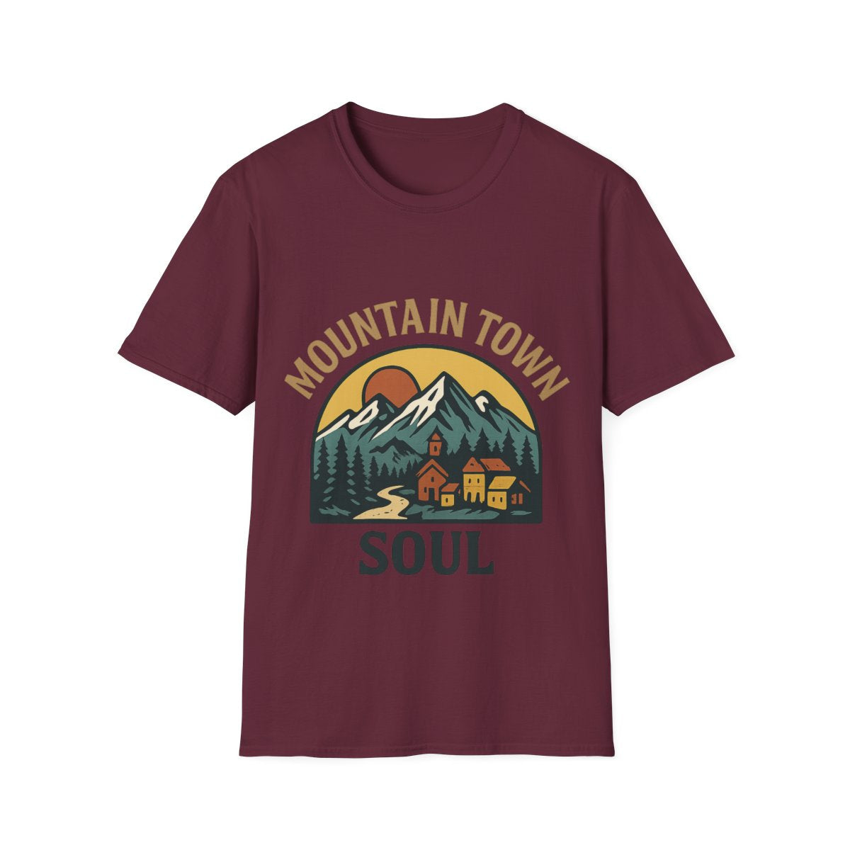 Mountain Town Soul Vintage Hiking Tee Raised on Mountain Air Shirt Wilderness Outdoor Adventure Gift Alpine Heritage Retro Tshirt