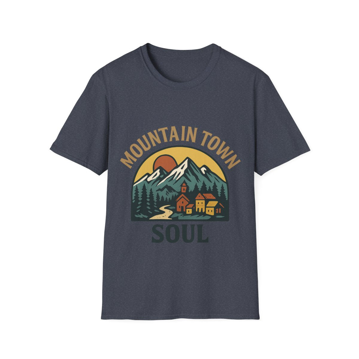 Mountain Town Soul Vintage Hiking Tee Raised on Mountain Air Shirt Wilderness Outdoor Adventure Gift Alpine Heritage Retro Tshirt