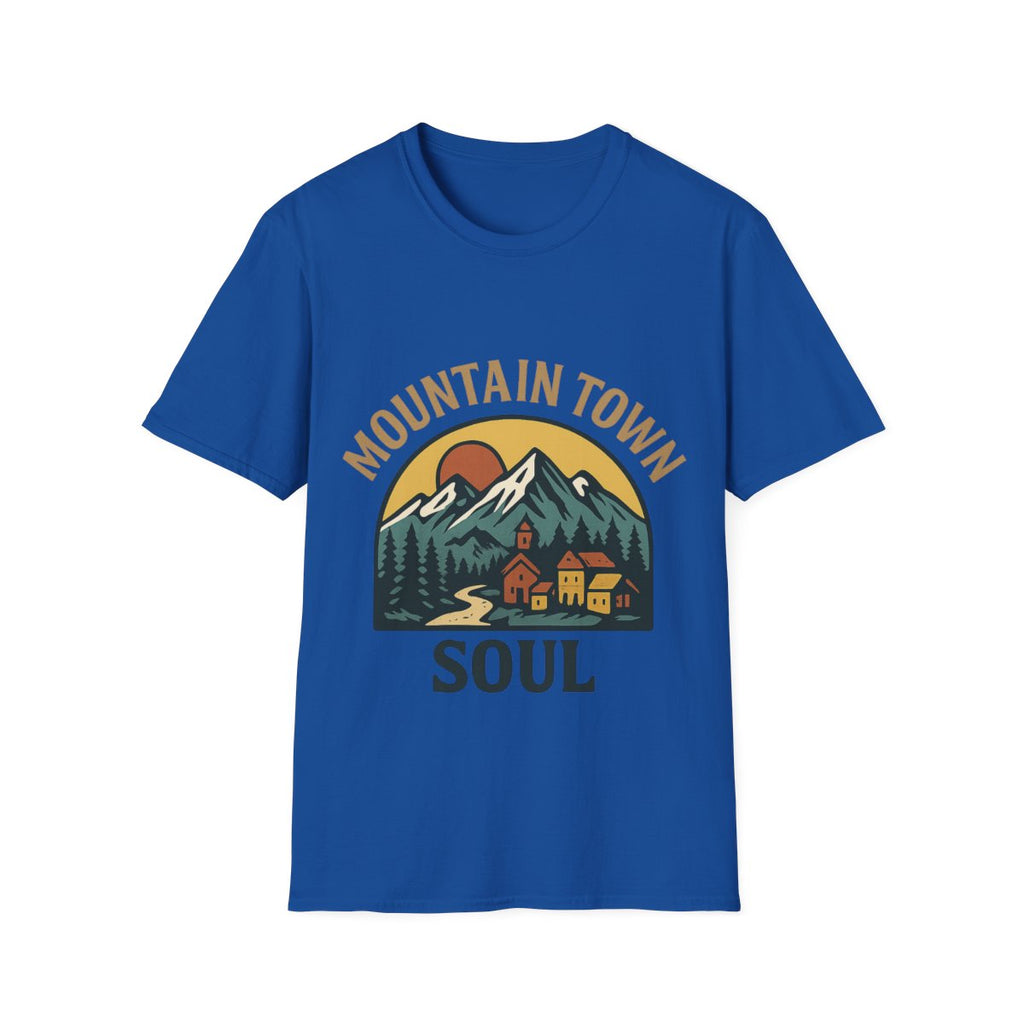 Mountain Town Soul Vintage Hiking Tee Raised on Mountain Air Shirt Wilderness Outdoor Adventure Gift Alpine Heritage Retro Tshirt