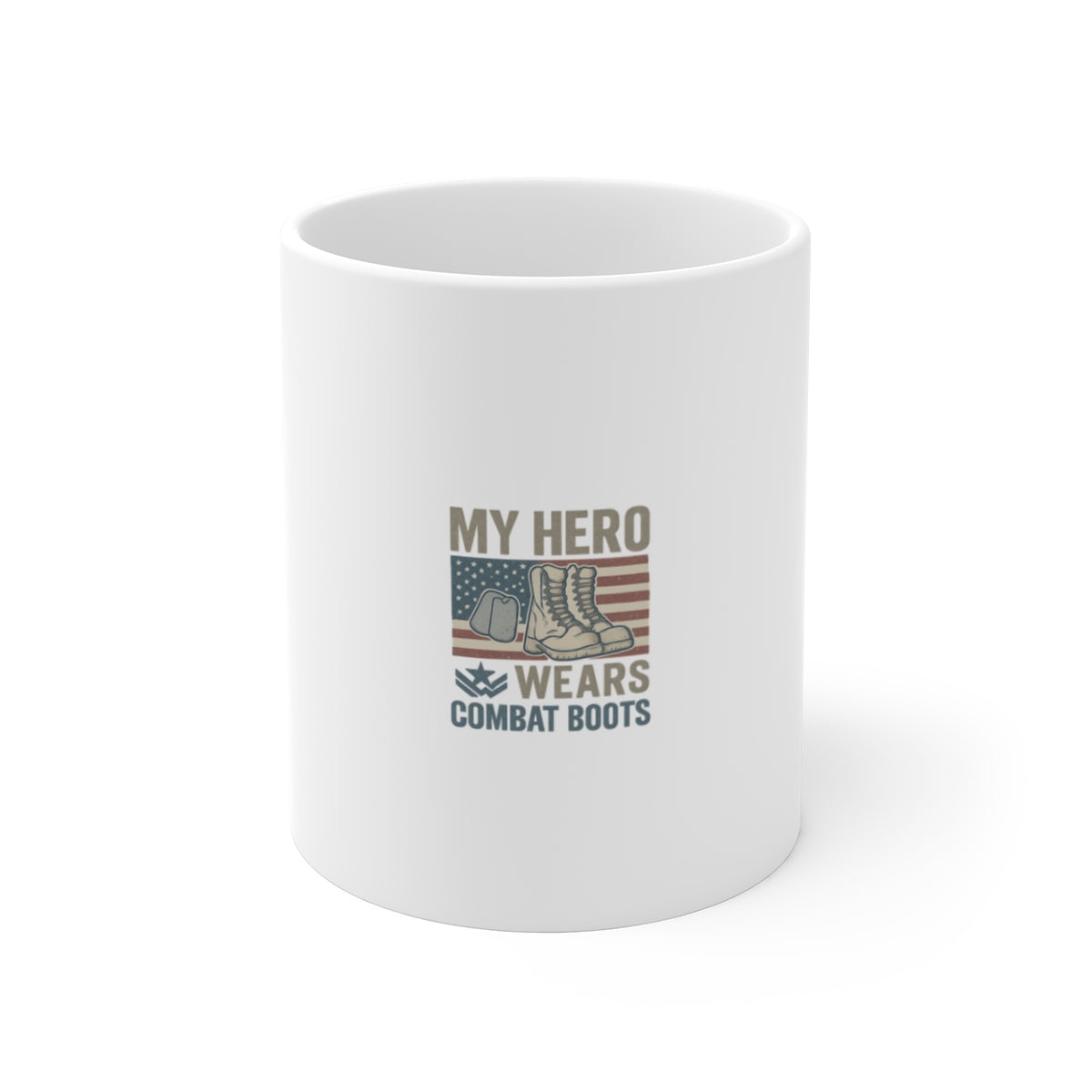My Hero Wears Combat Boots Mug, Military Spouse Gift, Army Wife Coffee Cup, Deployment Support Gift, Patriotic Valentine's Day