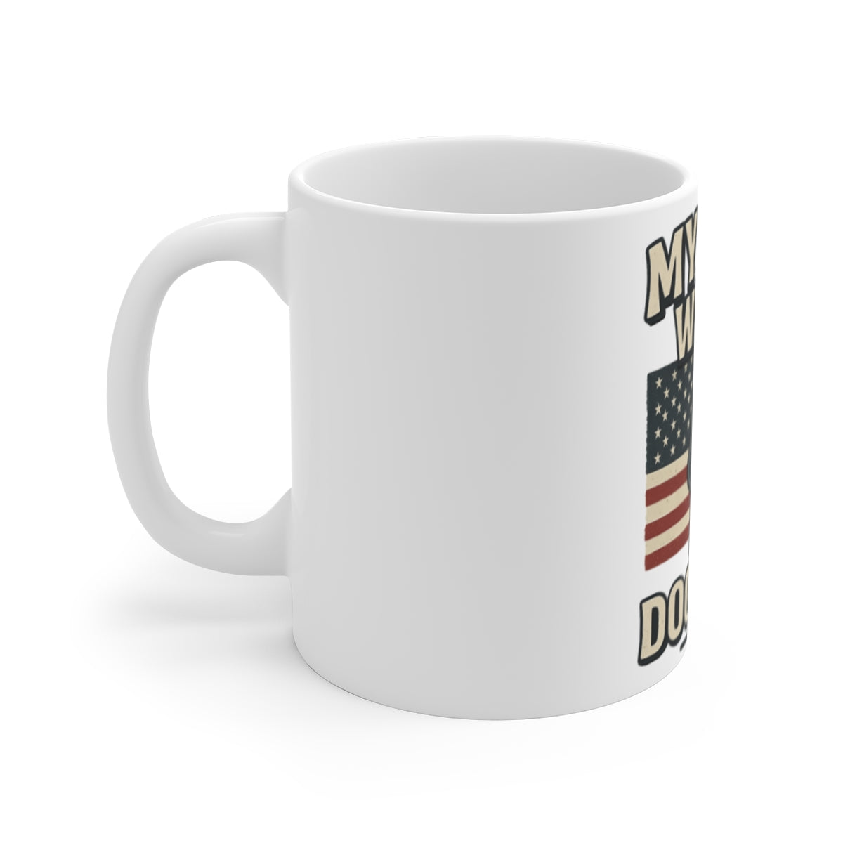 My Hero Wears Dog Tags Coffee Mug, Military Spouse Gift, Army Navy Mom Dad Gift, Proud Military Family Support Mug, Patriotic