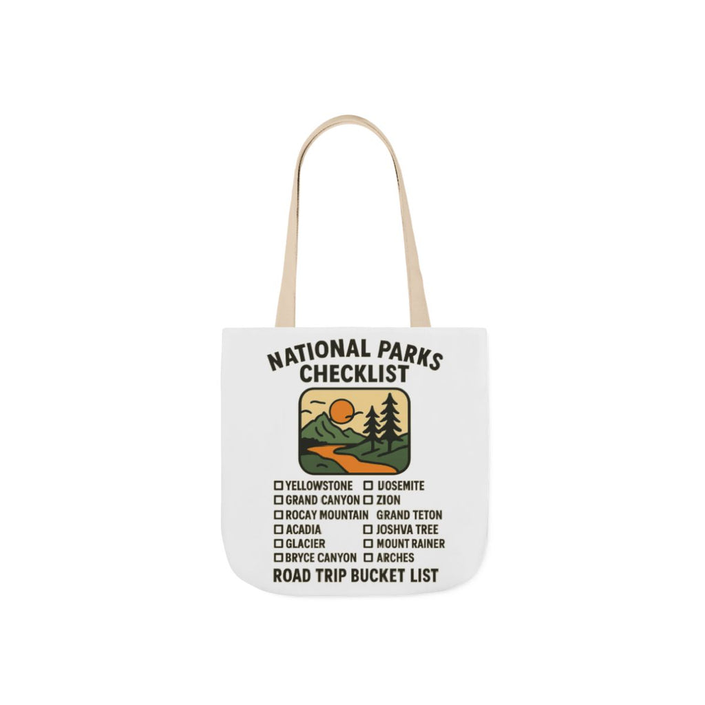 National Parks Checklist Tote Bag, Road Trip Bucket List, Adventure Travel Bag, Park Lover Gift, Hiking Camping Tote