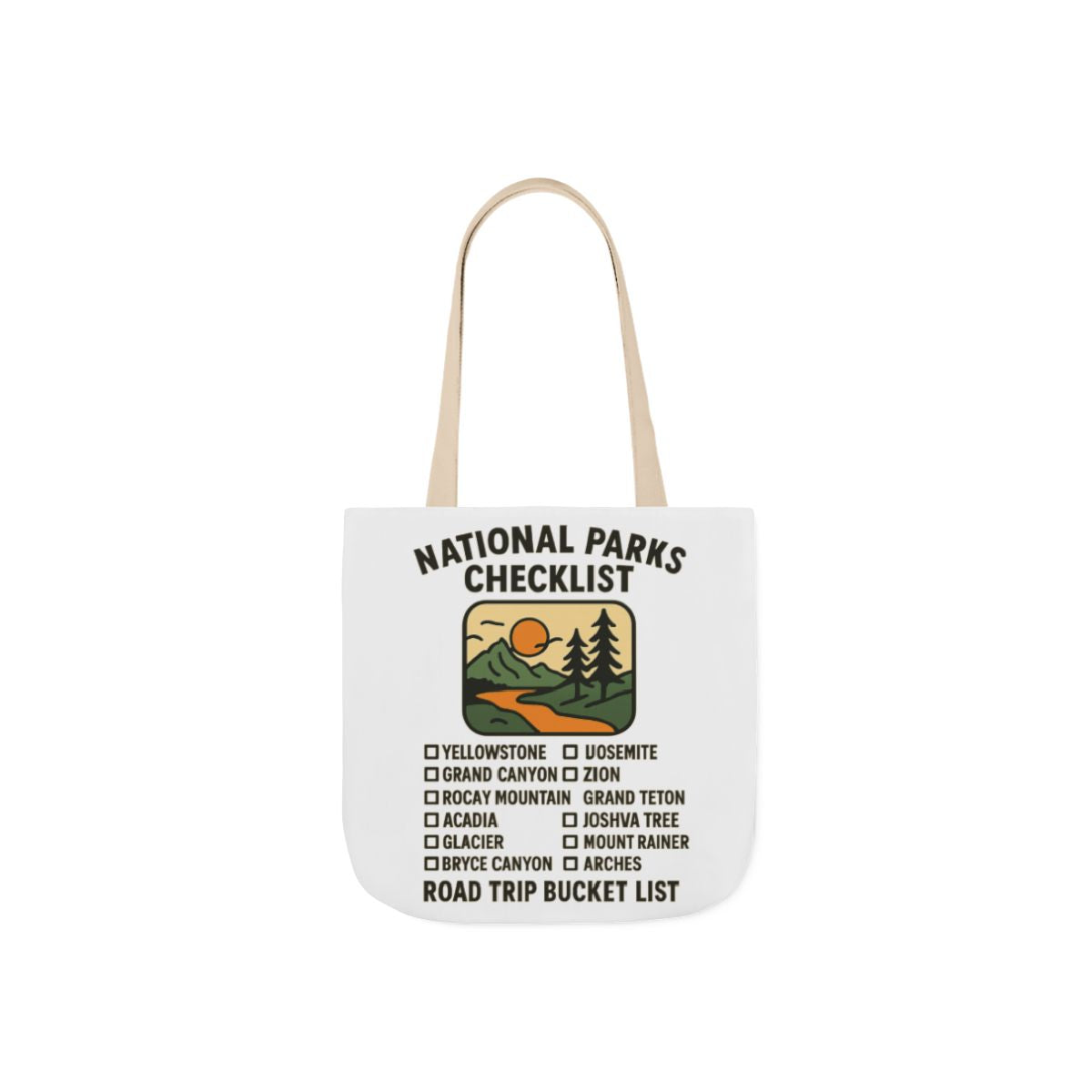 National Parks Checklist Tote Bag, Road Trip Bucket List, Adventure Travel Bag, Park Lover Gift, Hiking Camping Tote