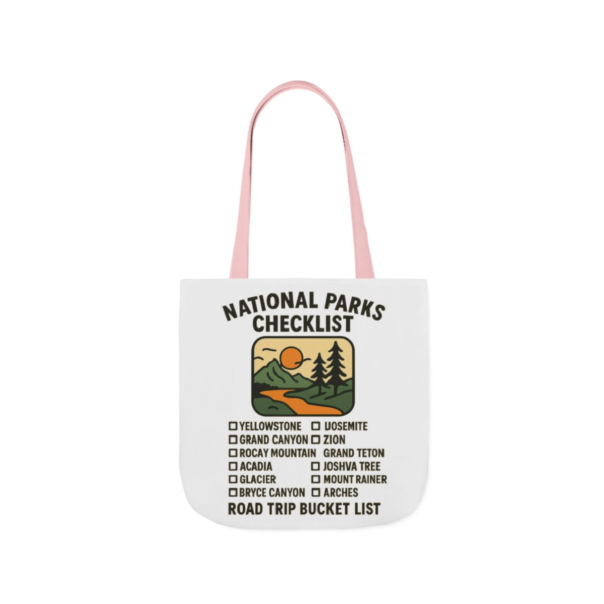 National Parks Checklist Tote Bag, Road Trip Bucket List, Adventure Travel Bag, Park Lover Gift, Hiking Camping Tote