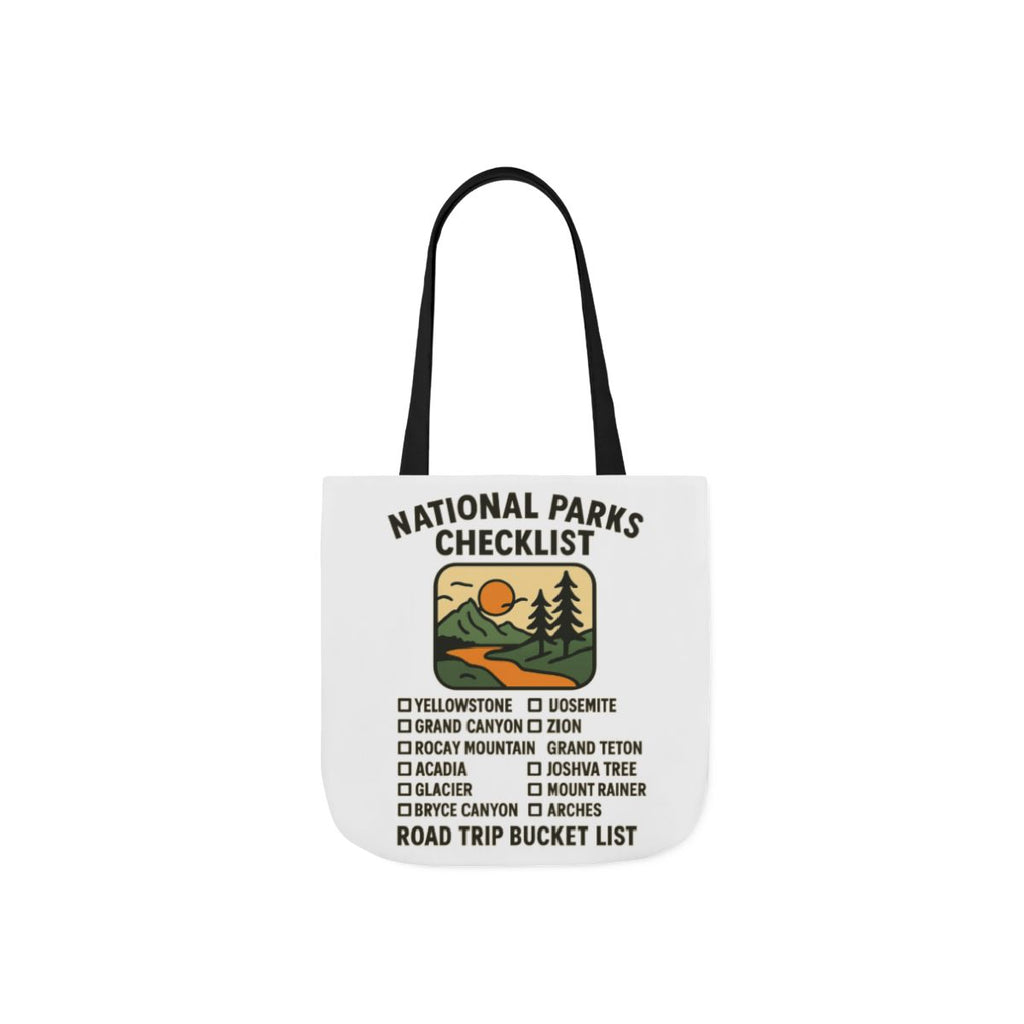 National Parks Checklist Tote Bag, Road Trip Bucket List, Adventure Travel Bag, Park Lover Gift, Hiking Camping Tote