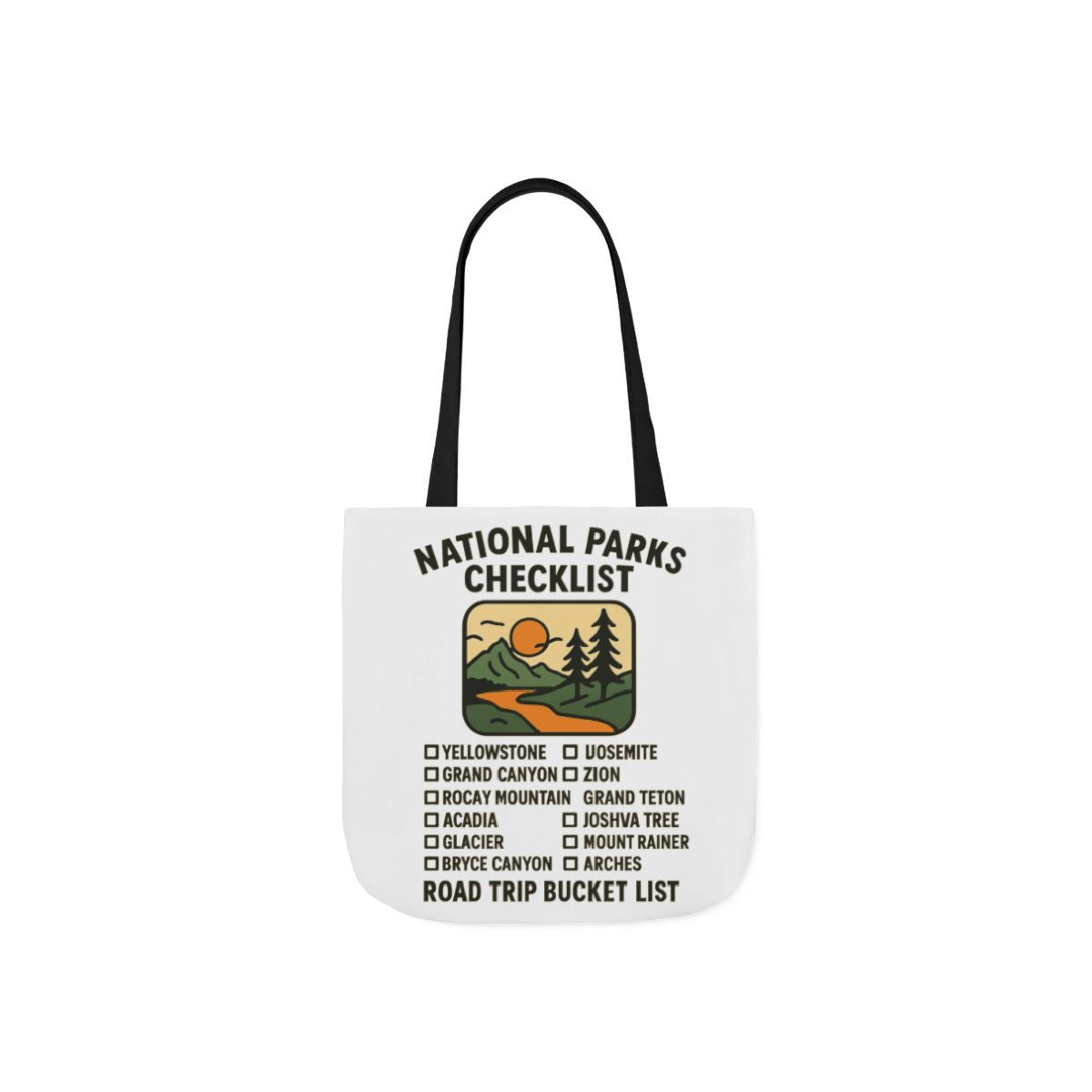 National Parks Checklist Tote Bag, Road Trip Bucket List, Adventure Travel Bag, Park Lover Gift, Hiking Camping Tote