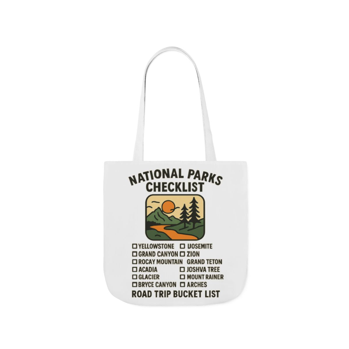 National Parks Checklist Tote Bag, Road Trip Bucket List, Adventure Travel Bag, Park Lover Gift, Hiking Camping Tote