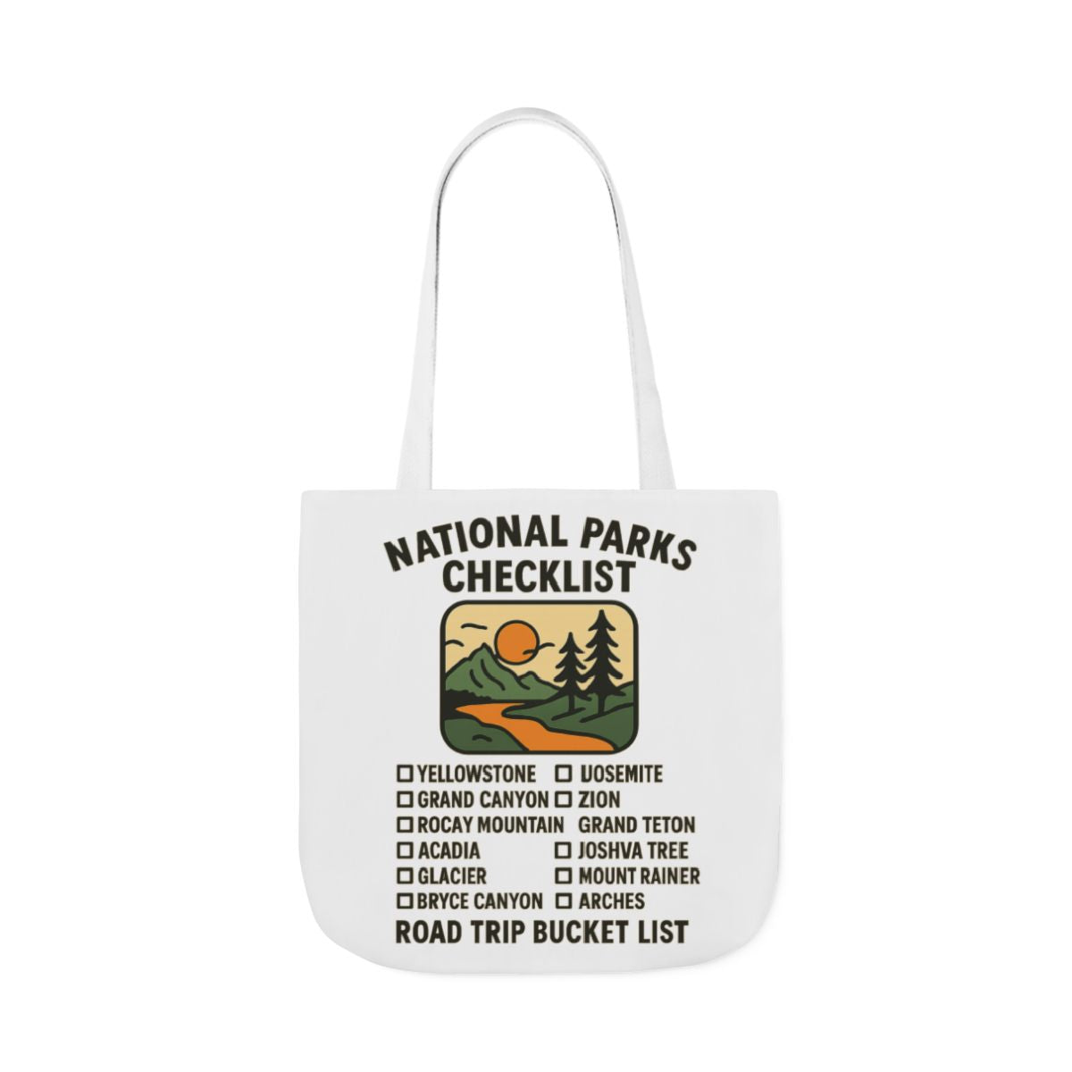 National Parks Checklist Tote Bag, Road Trip Bucket List, Adventure Travel Bag, Park Lover Gift, Hiking Camping Tote