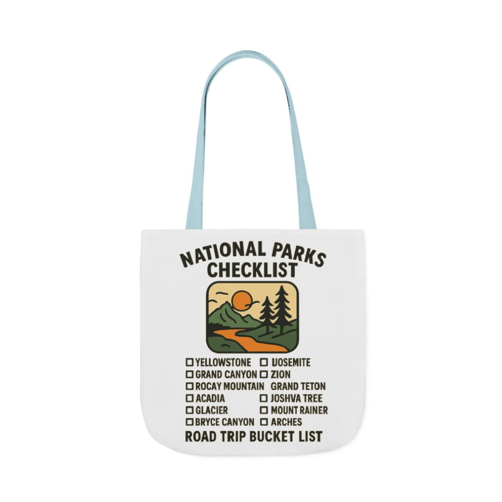 National Parks Checklist Tote Bag, Road Trip Bucket List, Adventure Travel Bag, Park Lover Gift, Hiking Camping Tote