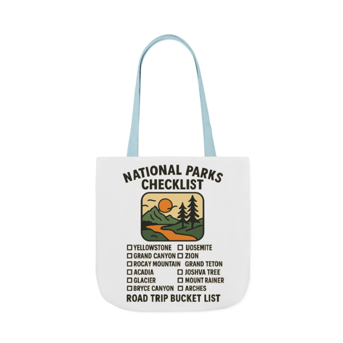 National Parks Checklist Tote Bag, Road Trip Bucket List, Adventure Travel Bag, Park Lover Gift, Hiking Camping Tote