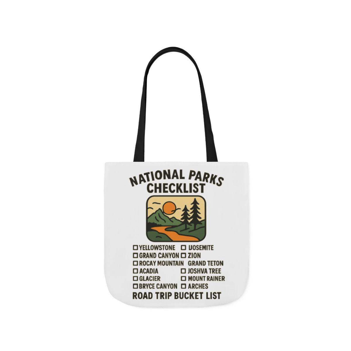 National Parks Checklist Tote Bag, Road Trip Bucket List, Adventure Travel Bag, Park Lover Gift, Hiking Camping Tote