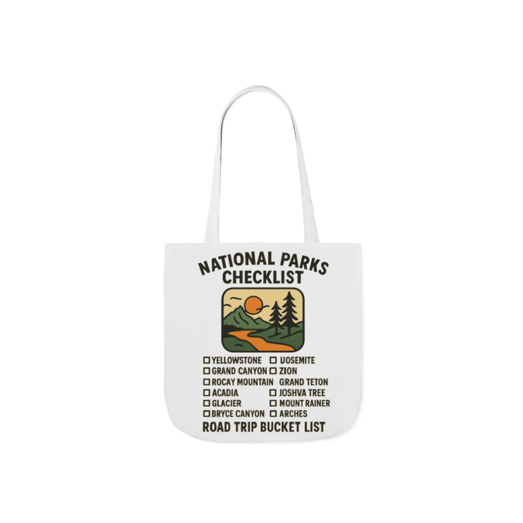 National Parks Checklist Tote Bag, Road Trip Bucket List, Adventure Travel Bag, Park Lover Gift, Hiking Camping Tote