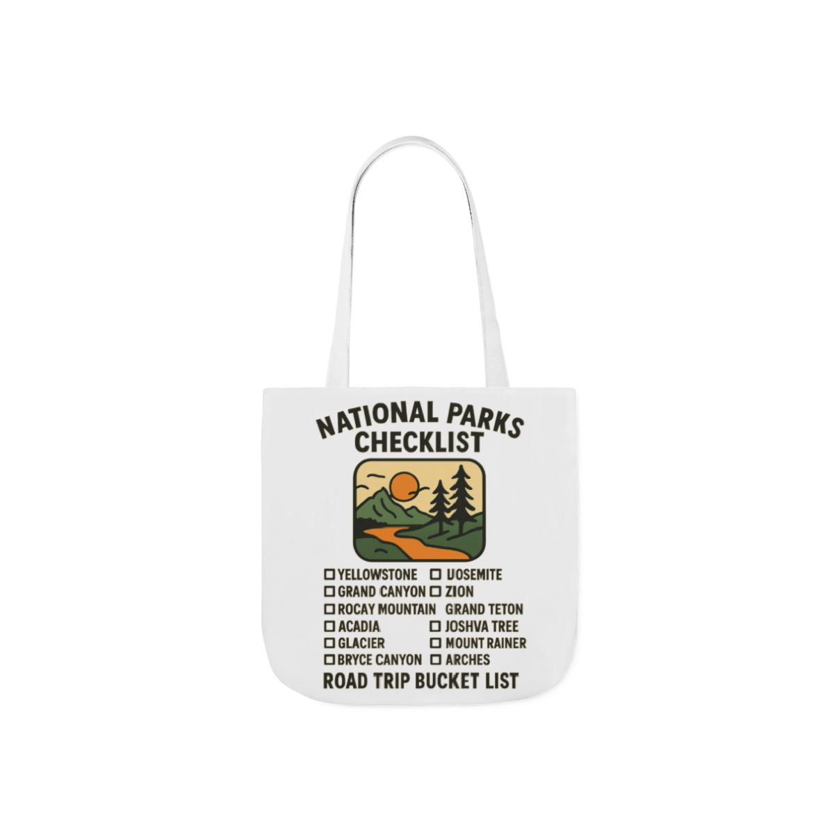National Parks Checklist Tote Bag, Road Trip Bucket List, Adventure Travel Bag, Park Lover Gift, Hiking Camping Tote