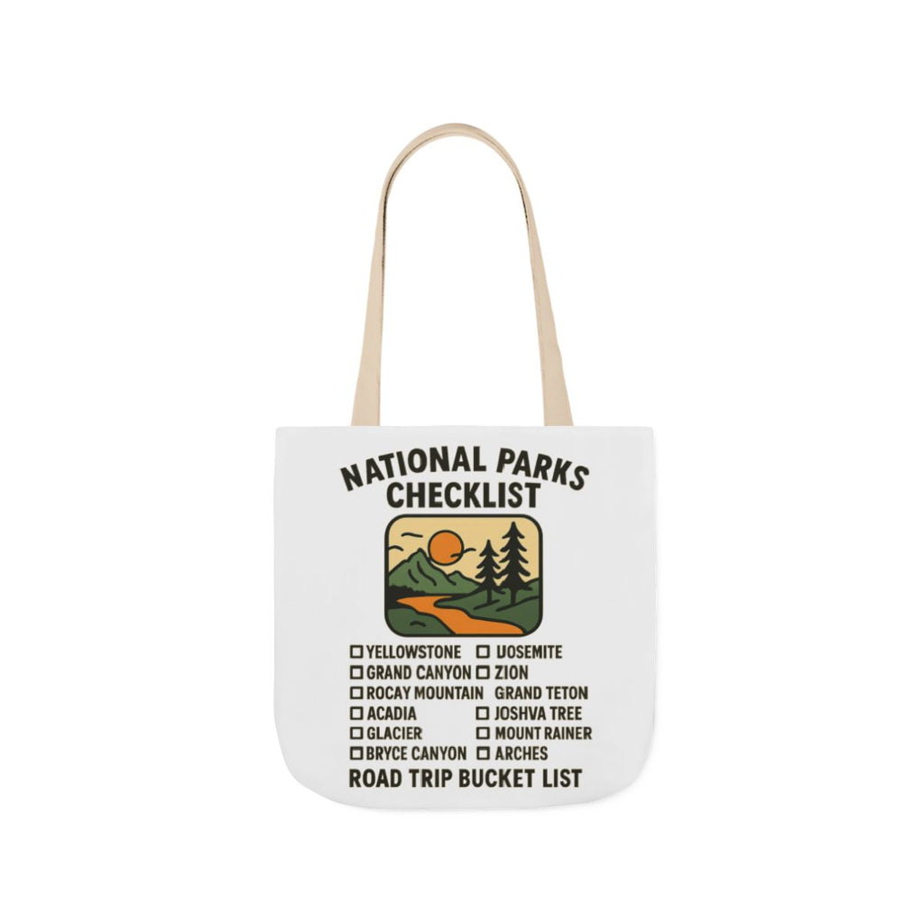 National Parks Checklist Tote Bag, Road Trip Bucket List, Adventure Travel Bag, Park Lover Gift, Hiking Camping Tote