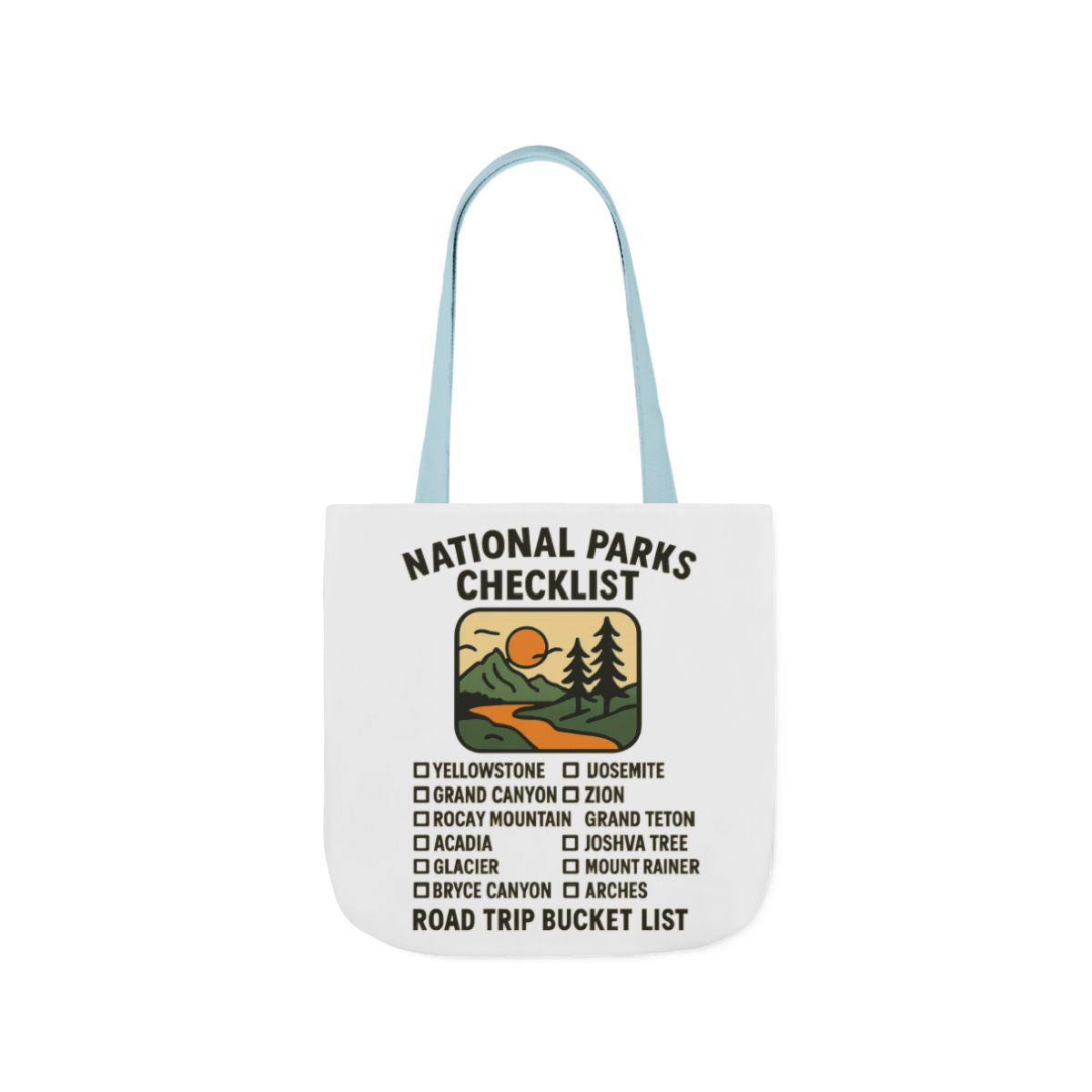 National Parks Checklist Tote Bag, Road Trip Bucket List, Adventure Travel Bag, Park Lover Gift, Hiking Camping Tote