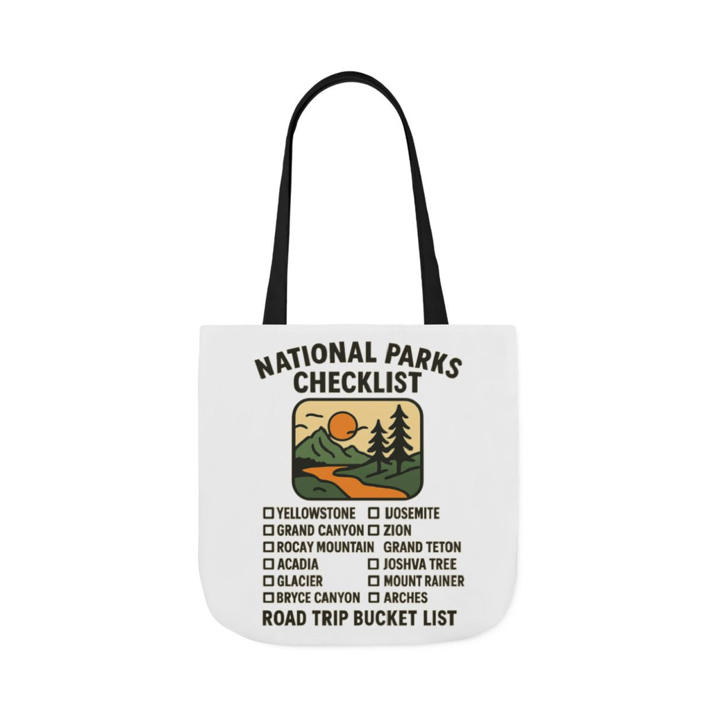 National Parks Checklist Tote Bag, Road Trip Bucket List, Adventure Travel Bag, Park Lover Gift, Hiking Camping Tote