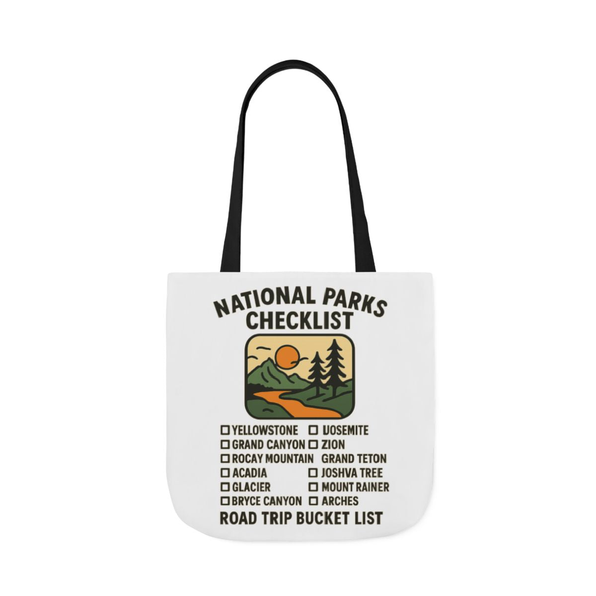 National Parks Checklist Tote Bag, Road Trip Bucket List, Adventure Travel Bag, Park Lover Gift, Hiking Camping Tote