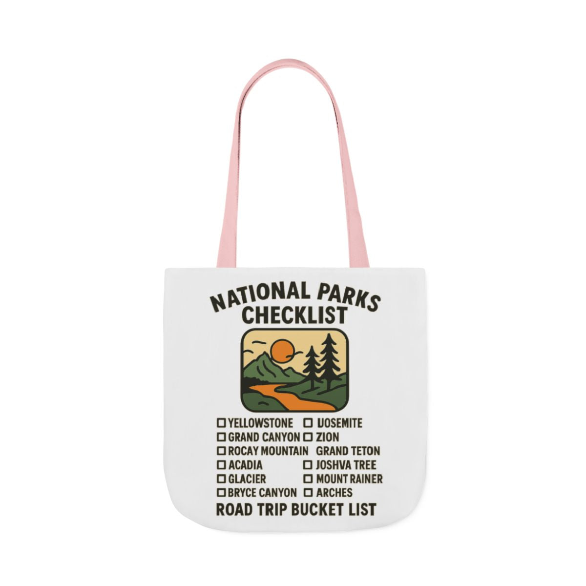 National Parks Checklist Tote Bag, Road Trip Bucket List, Adventure Travel Bag, Park Lover Gift, Hiking Camping Tote