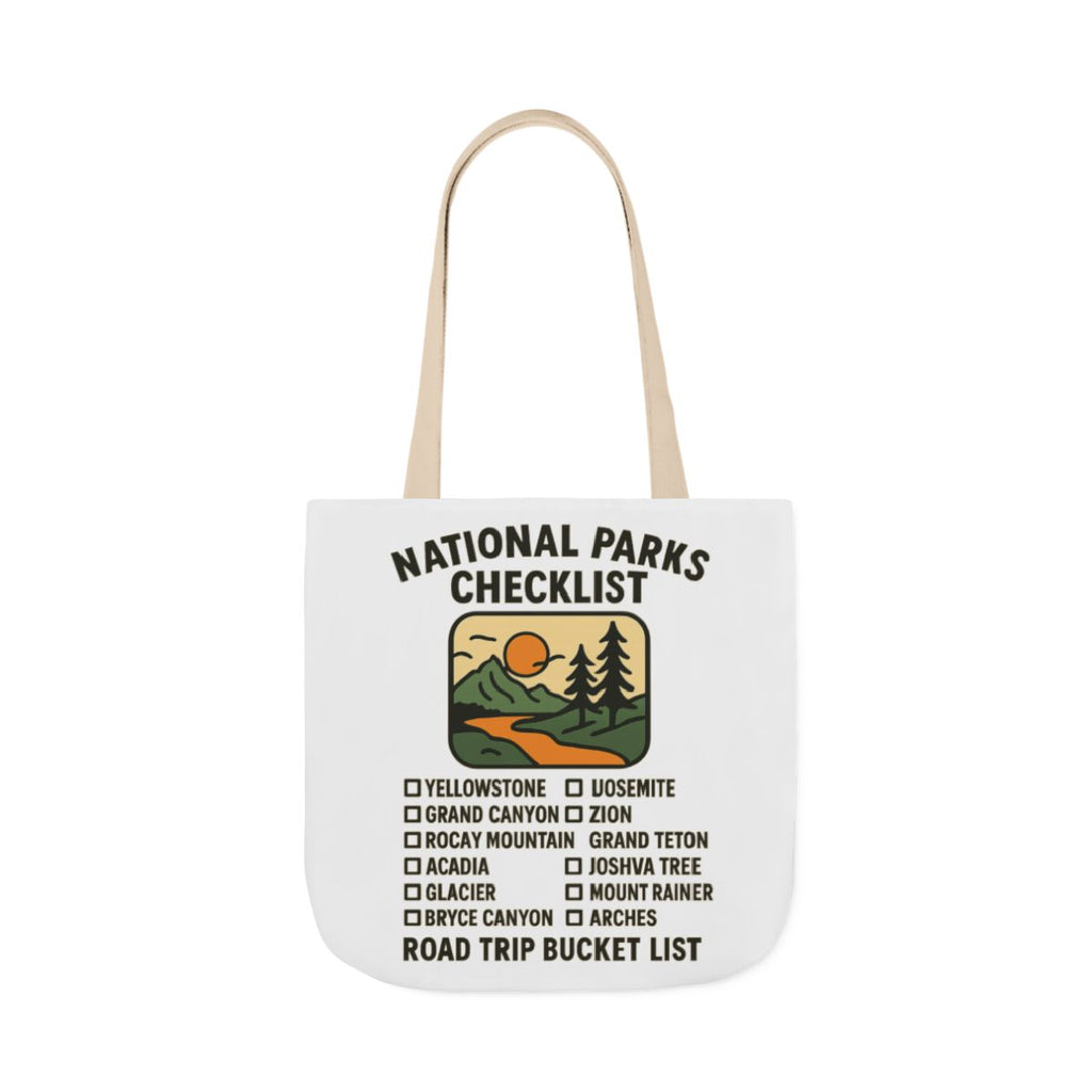 National Parks Checklist Tote Bag, Road Trip Bucket List, Adventure Travel Bag, Park Lover Gift, Hiking Camping Tote