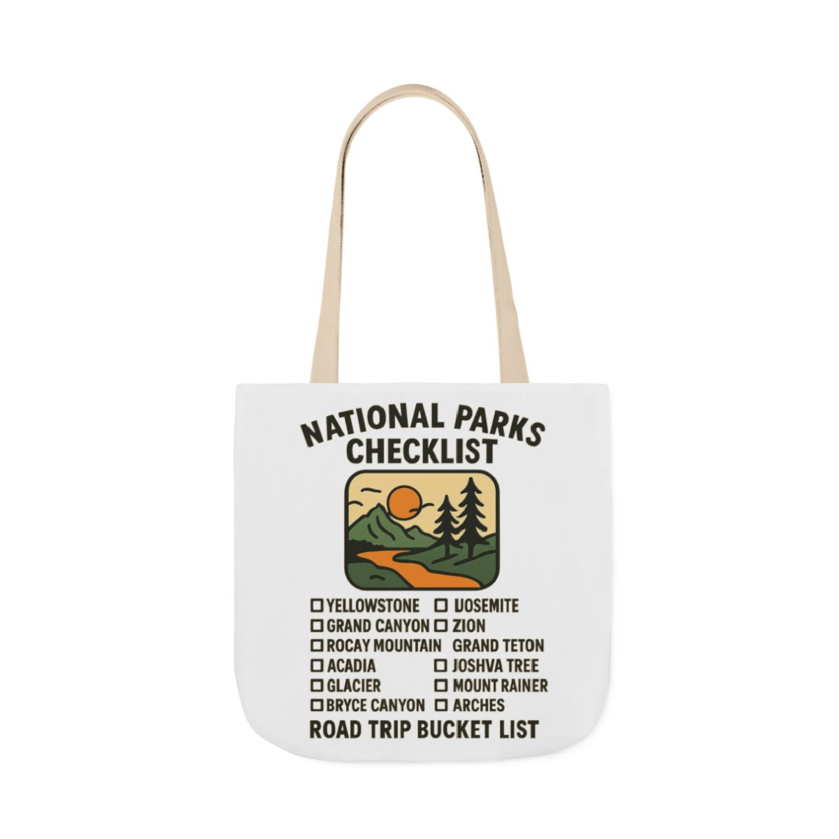 National Parks Checklist Tote Bag, Road Trip Bucket List, Adventure Travel Bag, Park Lover Gift, Hiking Camping Tote