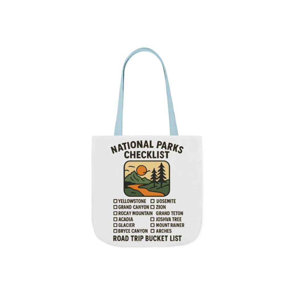 National Parks Checklist Tote Bag, Road Trip Bucket List, Adventure Travel Bag, Park Lover Gift, Hiking Camping Tote