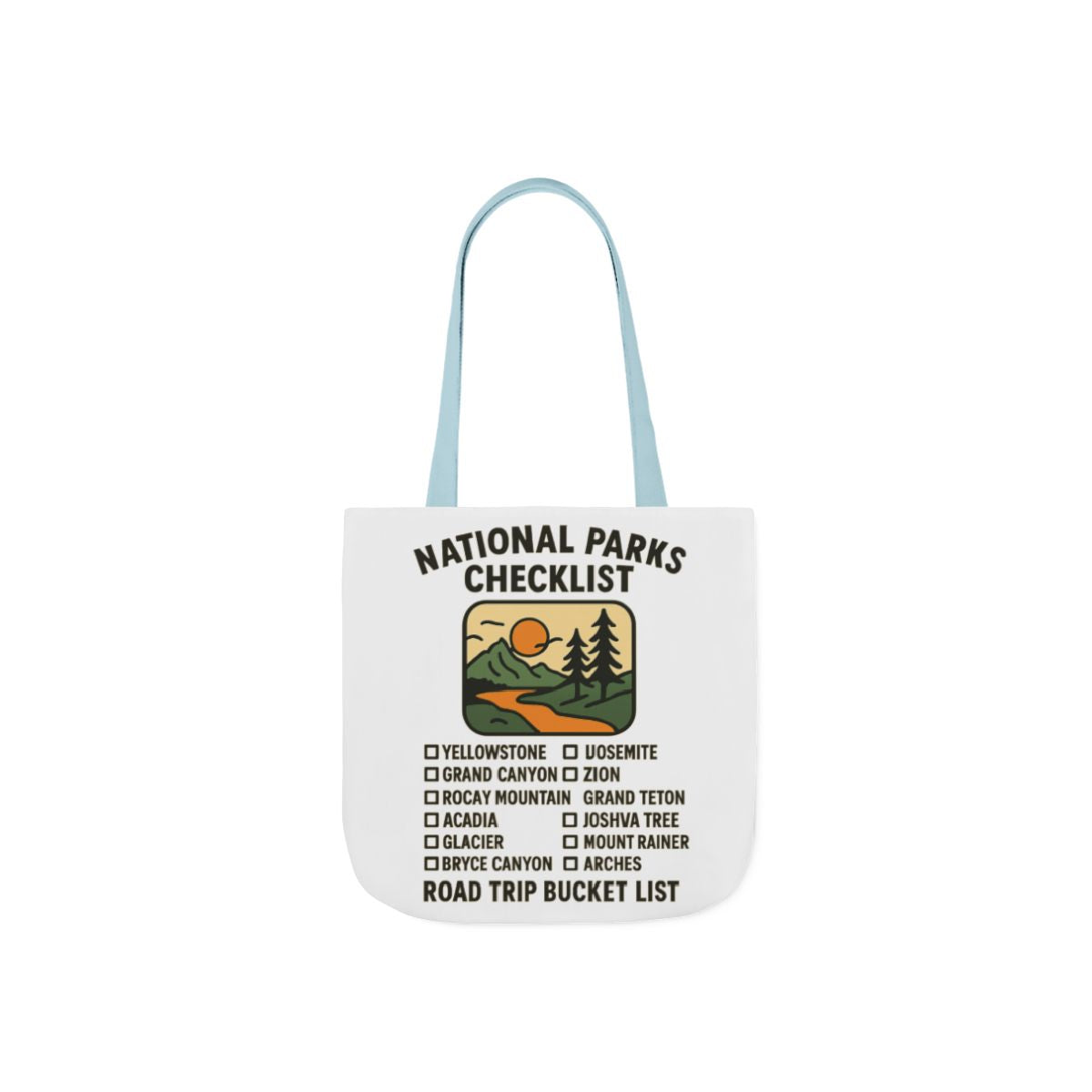National Parks Checklist Tote Bag, Road Trip Bucket List, Adventure Travel Bag, Park Lover Gift, Hiking Camping Tote