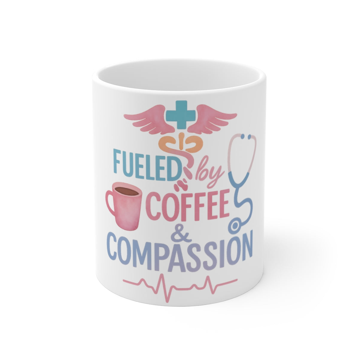 Nurse Coffee Mug Gift - Fueled By Coffee & Compassion - Watercolor Medical Appreciation Mug for Nurses RN LPN Healthcare Worker