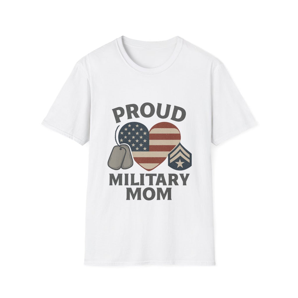 Proud Military Mom Shirt, American Flag Heart Tee, Military Mother Gift, Patriotic Mom T-Shirt, Army Navy Air Force Marines
