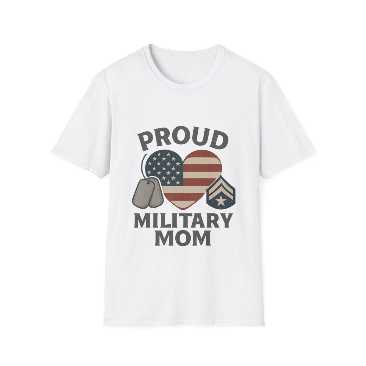 Proud Military Mom Shirt, American Flag Heart Tee, Military Mother Gift, Patriotic Mom T-Shirt, Army Navy Air Force Marines