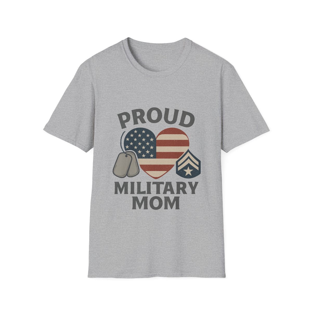 Proud Military Mom Shirt, American Flag Heart Tee, Military Mother Gift, Patriotic Mom T-Shirt, Army Navy Air Force Marines