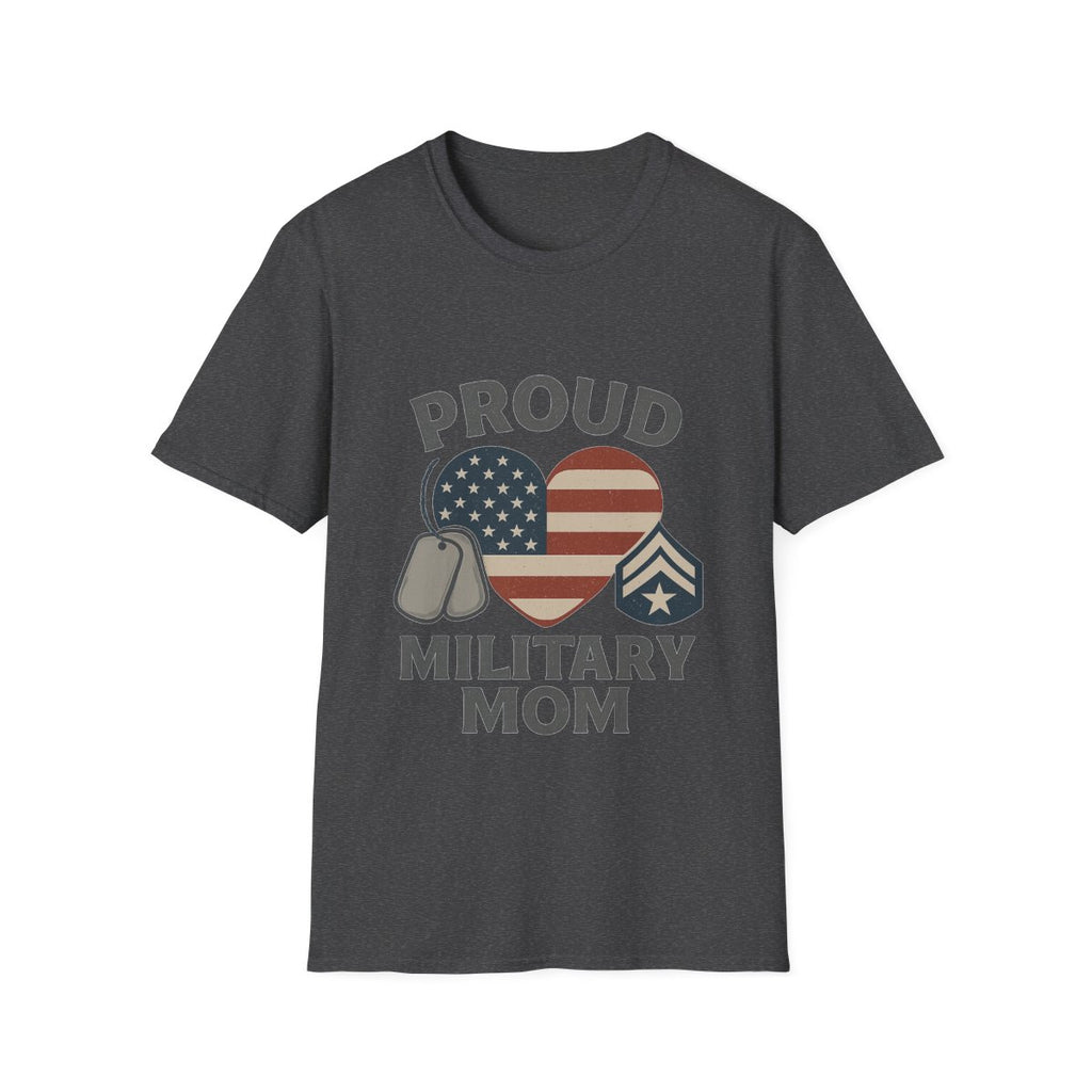 Proud Military Mom Shirt, American Flag Heart Tee, Military Mother Gift, Patriotic Mom T-Shirt, Army Navy Air Force Marines
