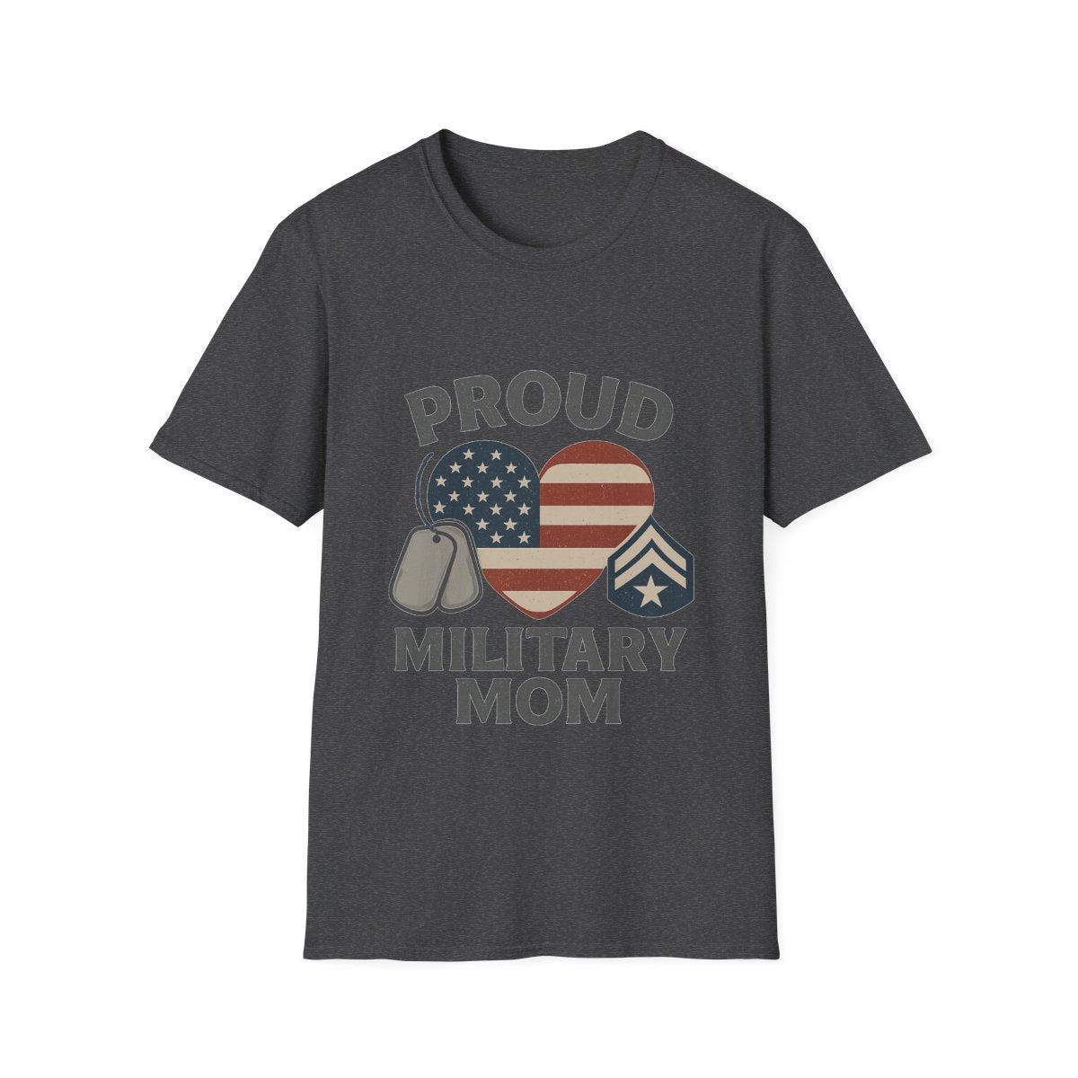Proud Military Mom Shirt, American Flag Heart Tee, Military Mother Gift, Patriotic Mom T-Shirt, Army Navy Air Force Marines