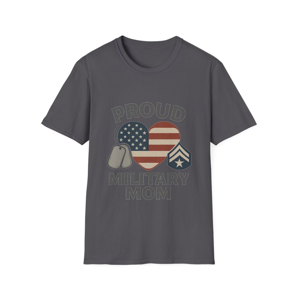 Proud Military Mom Shirt, American Flag Heart Tee, Military Mother Gift, Patriotic Mom T-Shirt, Army Navy Air Force Marines