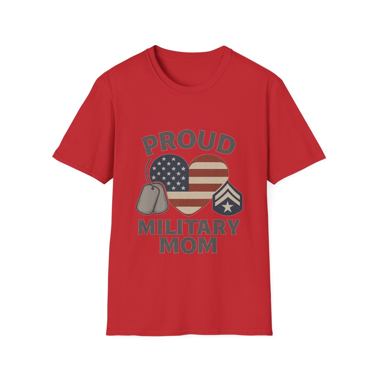 Proud Military Mom Shirt, American Flag Heart Tee, Military Mother Gift, Patriotic Mom T-Shirt, Army Navy Air Force Marines