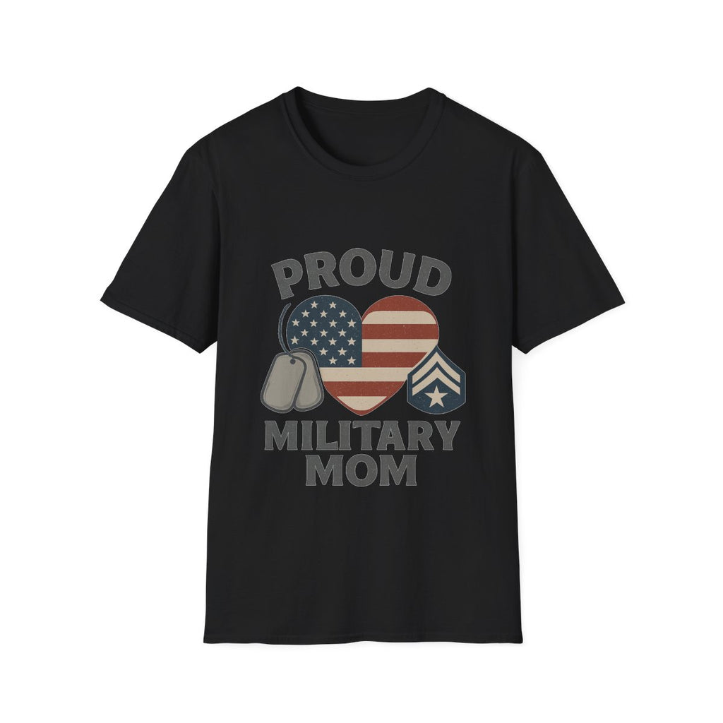 Proud Military Mom Shirt, American Flag Heart Tee, Military Mother Gift, Patriotic Mom T-Shirt, Army Navy Air Force Marines