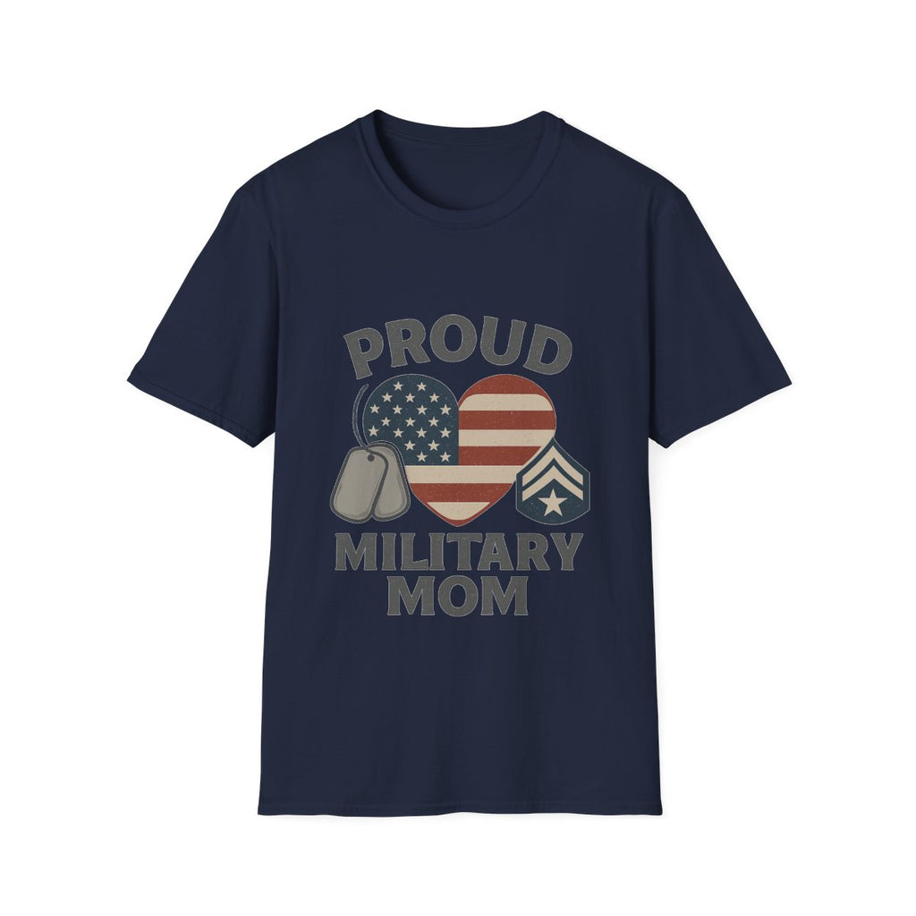 Proud Military Mom Shirt, American Flag Heart Tee, Military Mother Gift, Patriotic Mom T-Shirt, Army Navy Air Force Marines