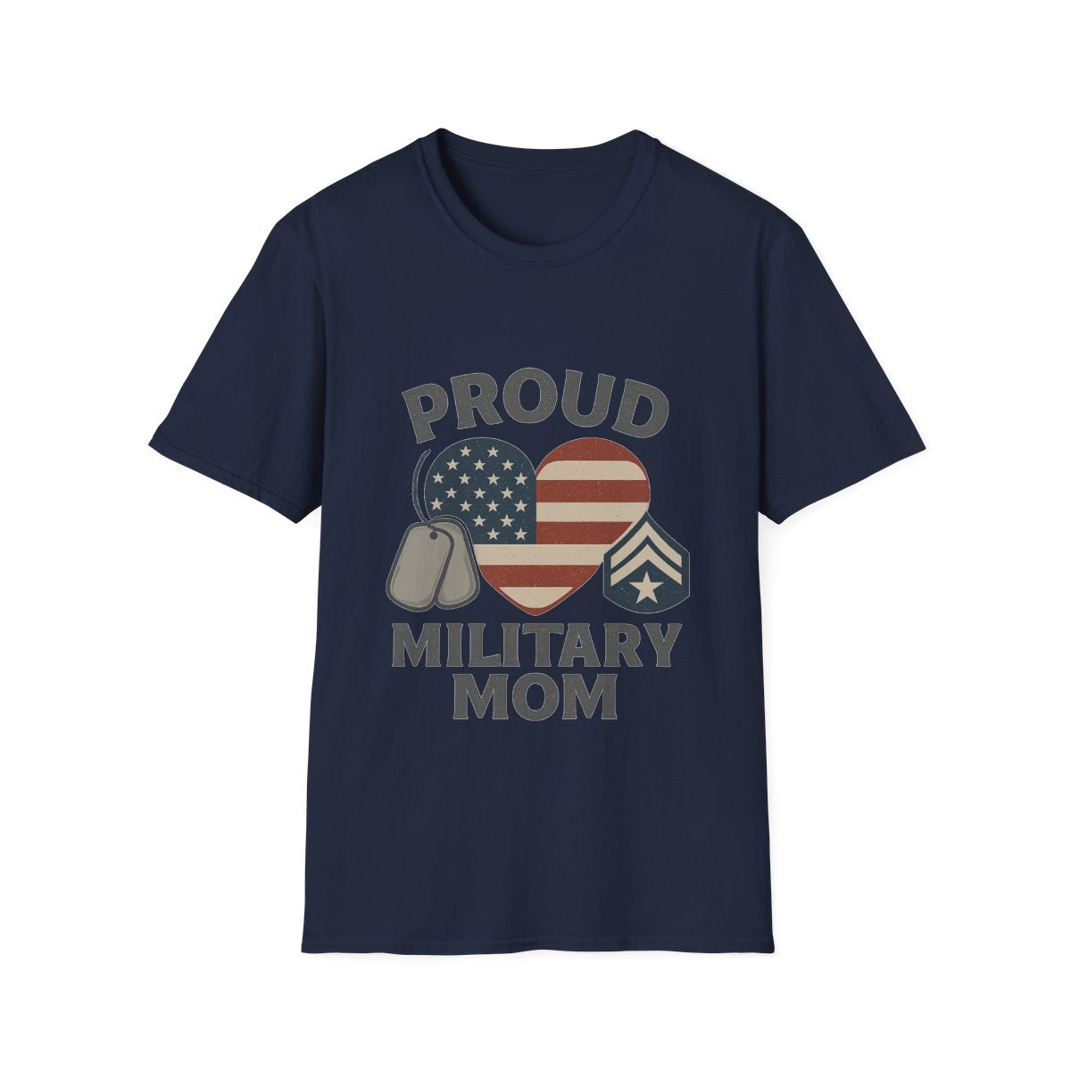 Proud Military Mom Shirt, American Flag Heart Tee, Military Mother Gift, Patriotic Mom T-Shirt, Army Navy Air Force Marines
