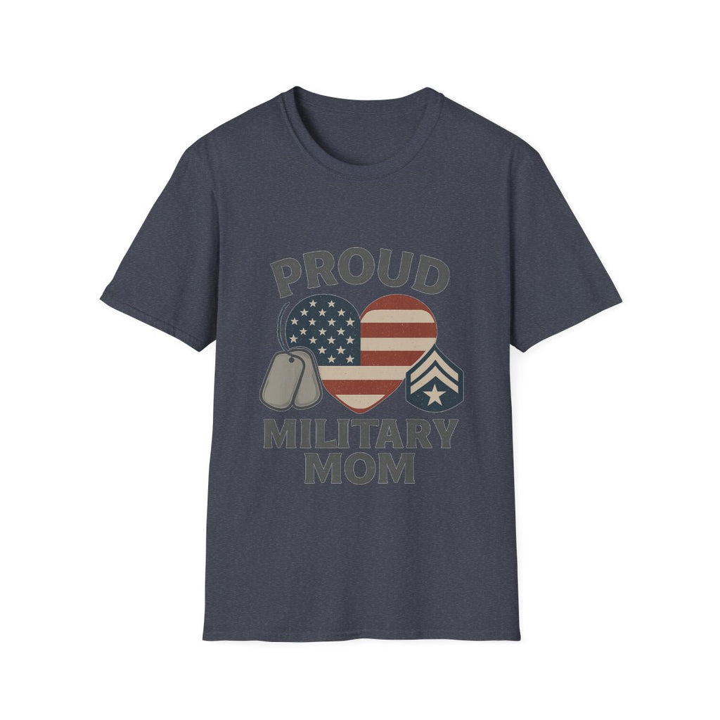 Proud Military Mom Shirt, American Flag Heart Tee, Military Mother Gift, Patriotic Mom T-Shirt, Army Navy Air Force Marines