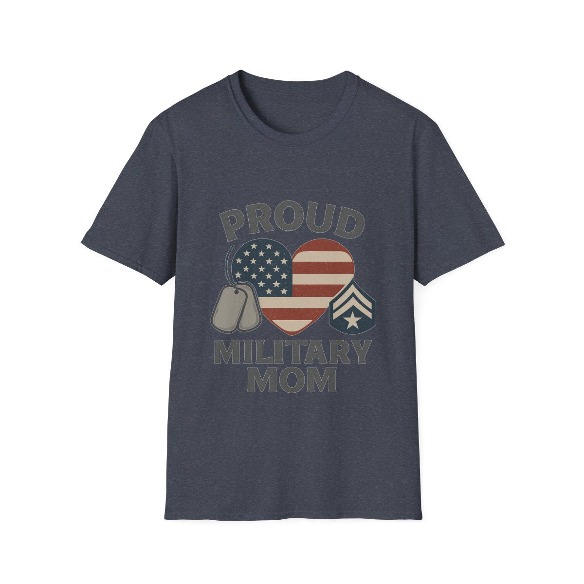 Proud Military Mom Shirt, American Flag Heart Tee, Military Mother Gift, Patriotic Mom T-Shirt, Army Navy Air Force Marines
