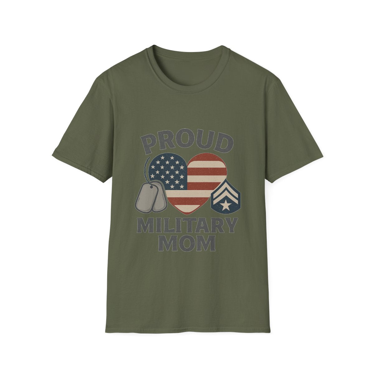 Proud Military Mom Shirt, American Flag Heart Tee, Military Mother Gift, Patriotic Mom T-Shirt, Army Navy Air Force Marines
