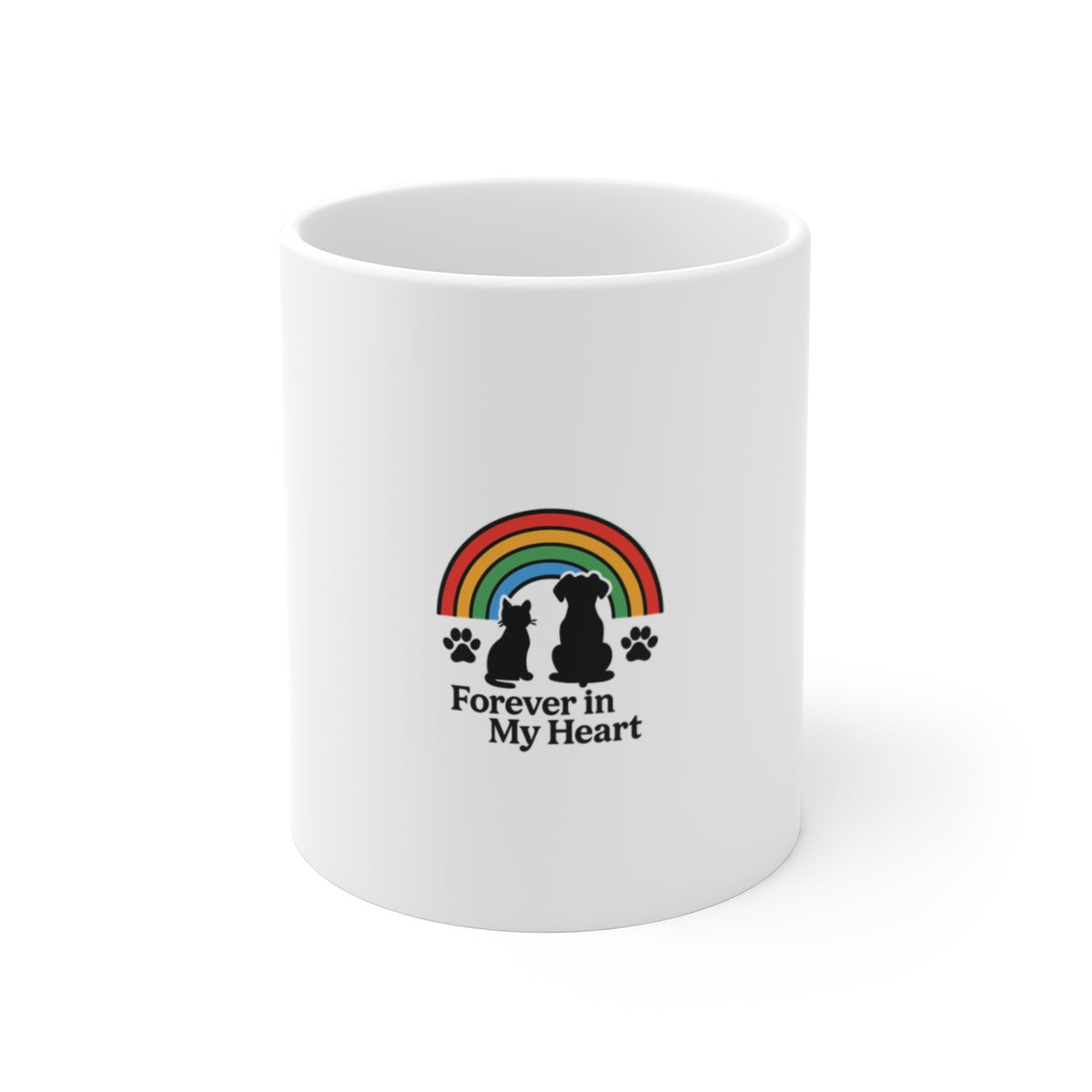 Rainbow Bridge Pet Memorial Mug, Pet Loss Sympathy Gift, Dog Cat Remembrance Coffee Cup, Forever in My Heart, Pet Bereavement Gift