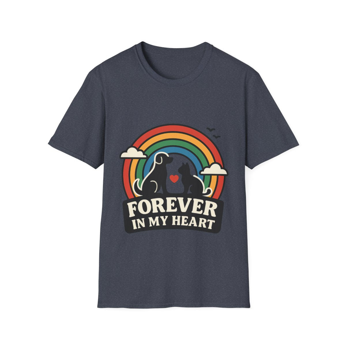 Rainbow Bridge Pet Memorial Shirt, Dog Cat Loss Gift, Forever in My Heart, Pet Remembrance Tee, Sympathy Gift for Pet Owner