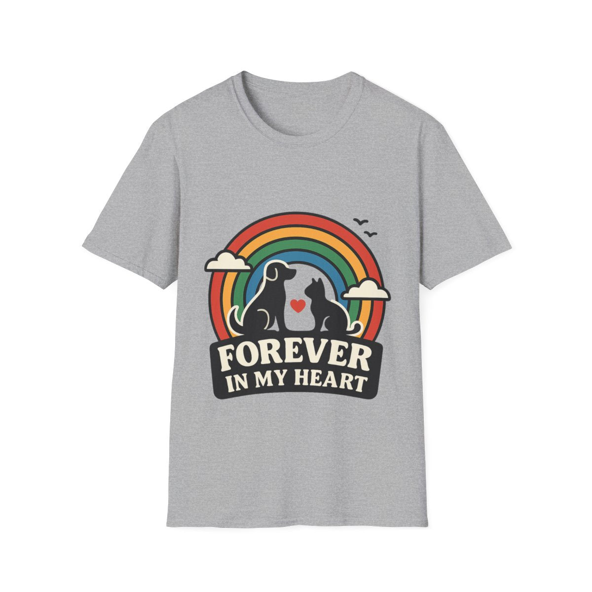 Rainbow Bridge Pet Memorial Shirt, Dog Cat Loss Gift, Forever in My Heart, Pet Remembrance Tee, Sympathy Gift for Pet Owner