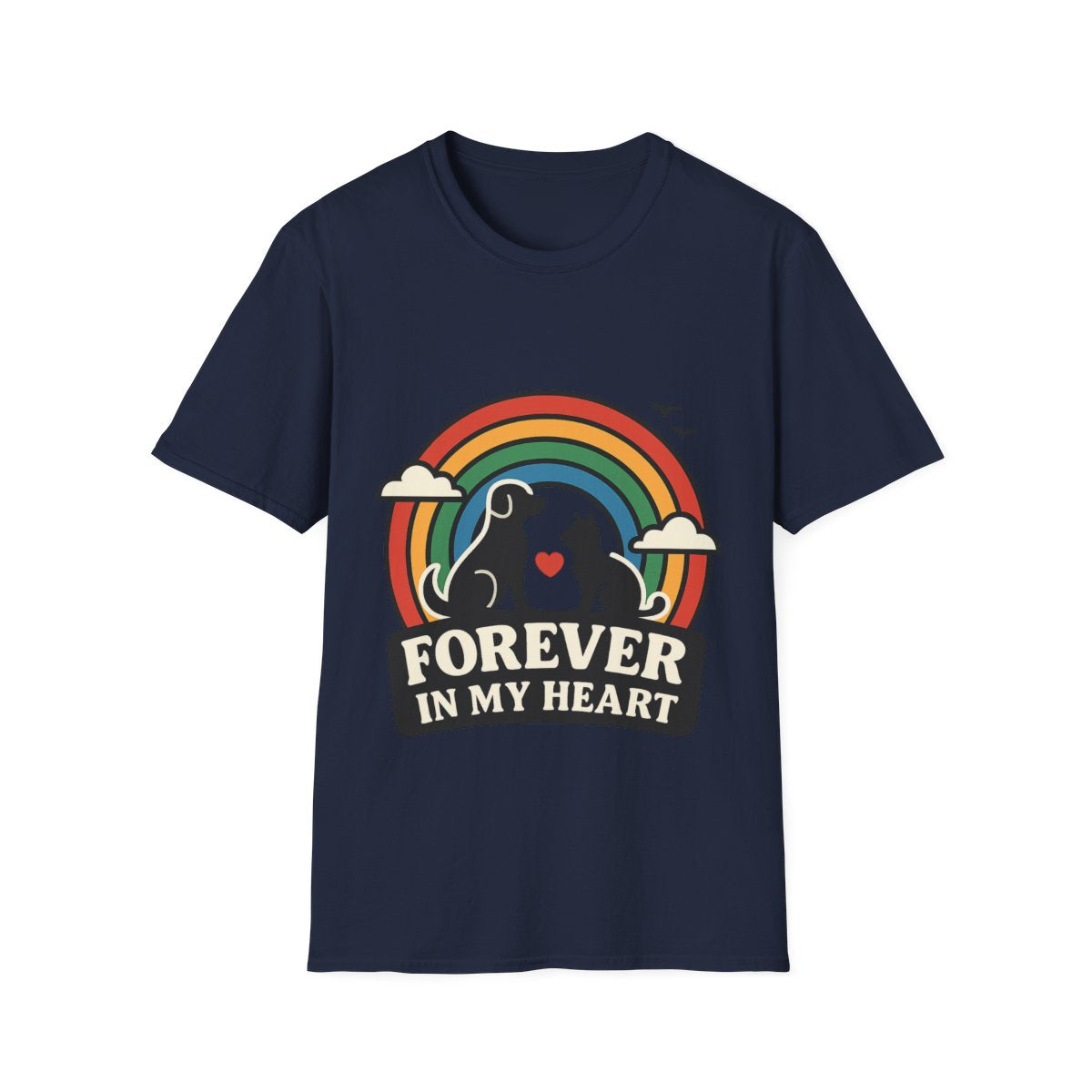 Rainbow Bridge Pet Memorial Shirt, Dog Cat Loss Gift, Forever in My Heart, Pet Remembrance Tee, Sympathy Gift for Pet Owner
