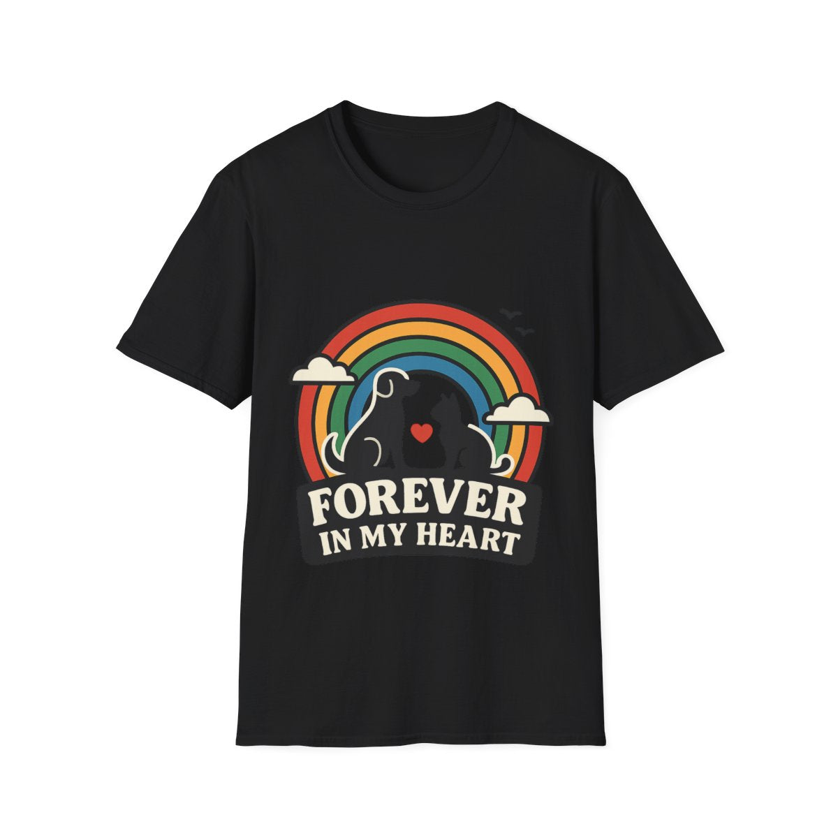 Rainbow Bridge Pet Memorial Shirt, Dog Cat Loss Gift, Forever in My Heart, Pet Remembrance Tee, Sympathy Gift for Pet Owner