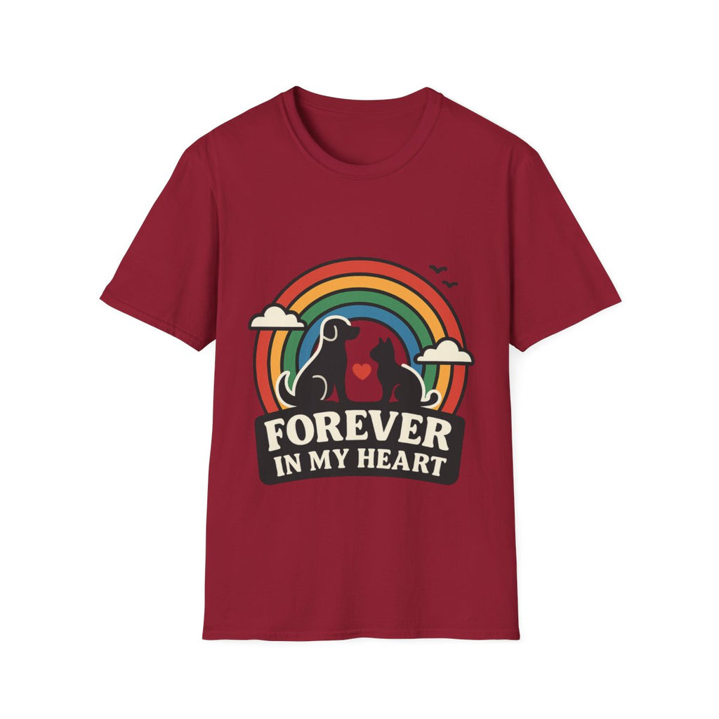 Rainbow Bridge Pet Memorial Shirt, Dog Cat Loss Gift, Forever in My Heart, Pet Remembrance Tee, Sympathy Gift for Pet Owner