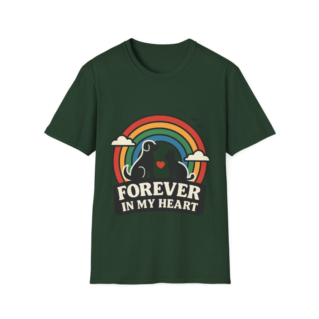 Rainbow Bridge Pet Memorial Shirt, Dog Cat Loss Gift, Forever in My Heart, Pet Remembrance Tee, Sympathy Gift for Pet Owner