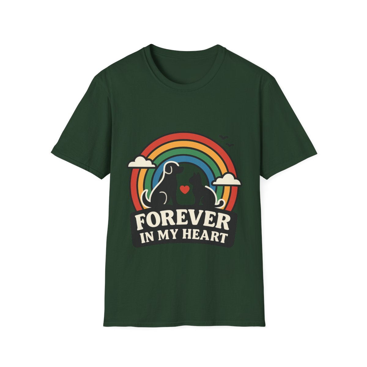 Rainbow Bridge Pet Memorial Shirt, Dog Cat Loss Gift, Forever in My Heart, Pet Remembrance Tee, Sympathy Gift for Pet Owner