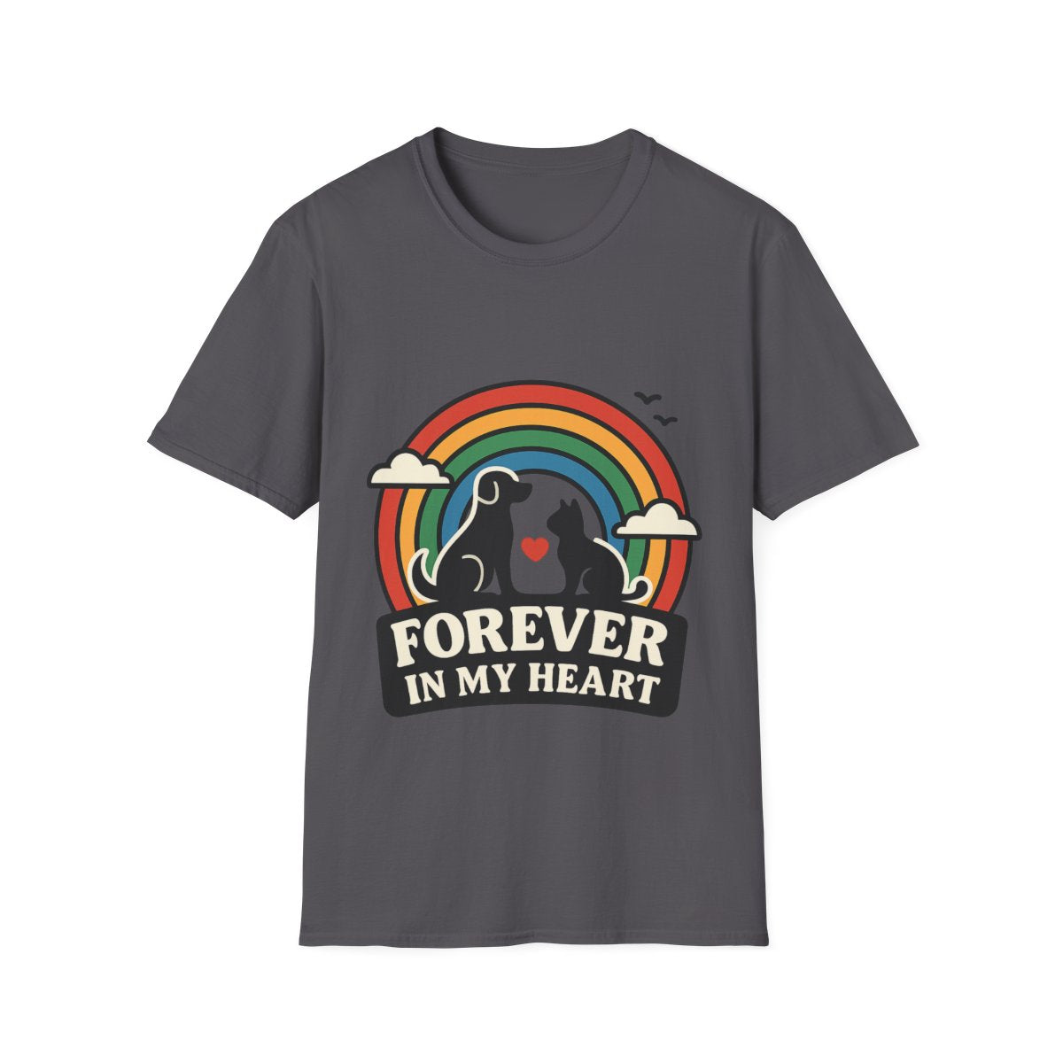Rainbow Bridge Pet Memorial Shirt, Dog Cat Loss Gift, Forever in My Heart, Pet Remembrance Tee, Sympathy Gift for Pet Owner
